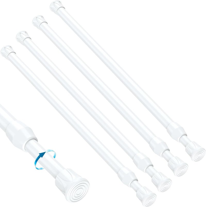 MEXAU 4PCS Small Tension Curtain Rod 16 to 28 Inch,White Short Curtain Rods No Drilling,Loaded Expandable Spring Curtain Rods for Windows,Kitchen,Closet,Cupboard,Door,Bookshelf - Image 1